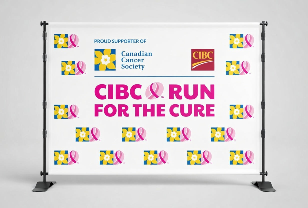 Custom Backdrops | 13oz Matte Vinyl or 7oz Polyester Fabric | 8ft, 10ft & 12ft Widths | Toronto & Montreal